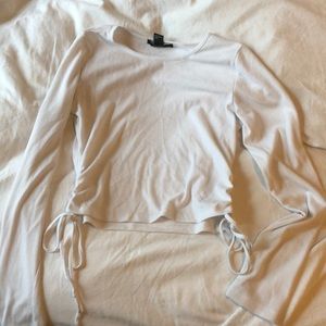 Side ruched long sleeve crop